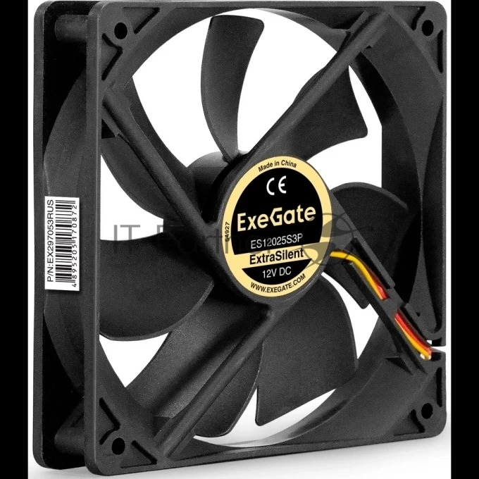Exegate EX297053RUS Вентилятор 12В DC ExeGate ExtraSilent ES12025S3P (120x120x25 мм, Sleeve bearing (подшипник скольжения), 3pin, 1300RPM, 22dBA)