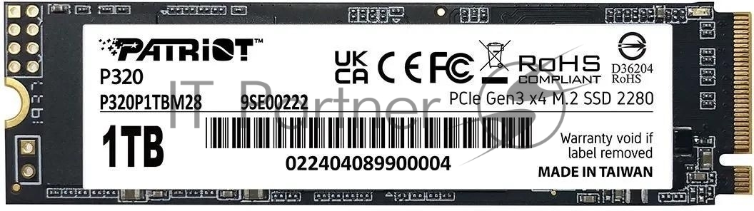 SSD Patriot Memory P320P1TBM28, 1TB, PCIe 3.0 x4, NVMe, M.2