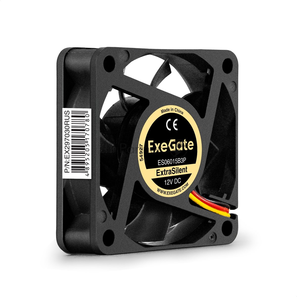 Exegate EX297030RUS Вентилятор 12В DC ExeGate ExtraSilent ES06015B3P (60x60x15 мм, 2-Ball (двойной шарикоподшипник), 3pin, 2500RPM, 17dBA)