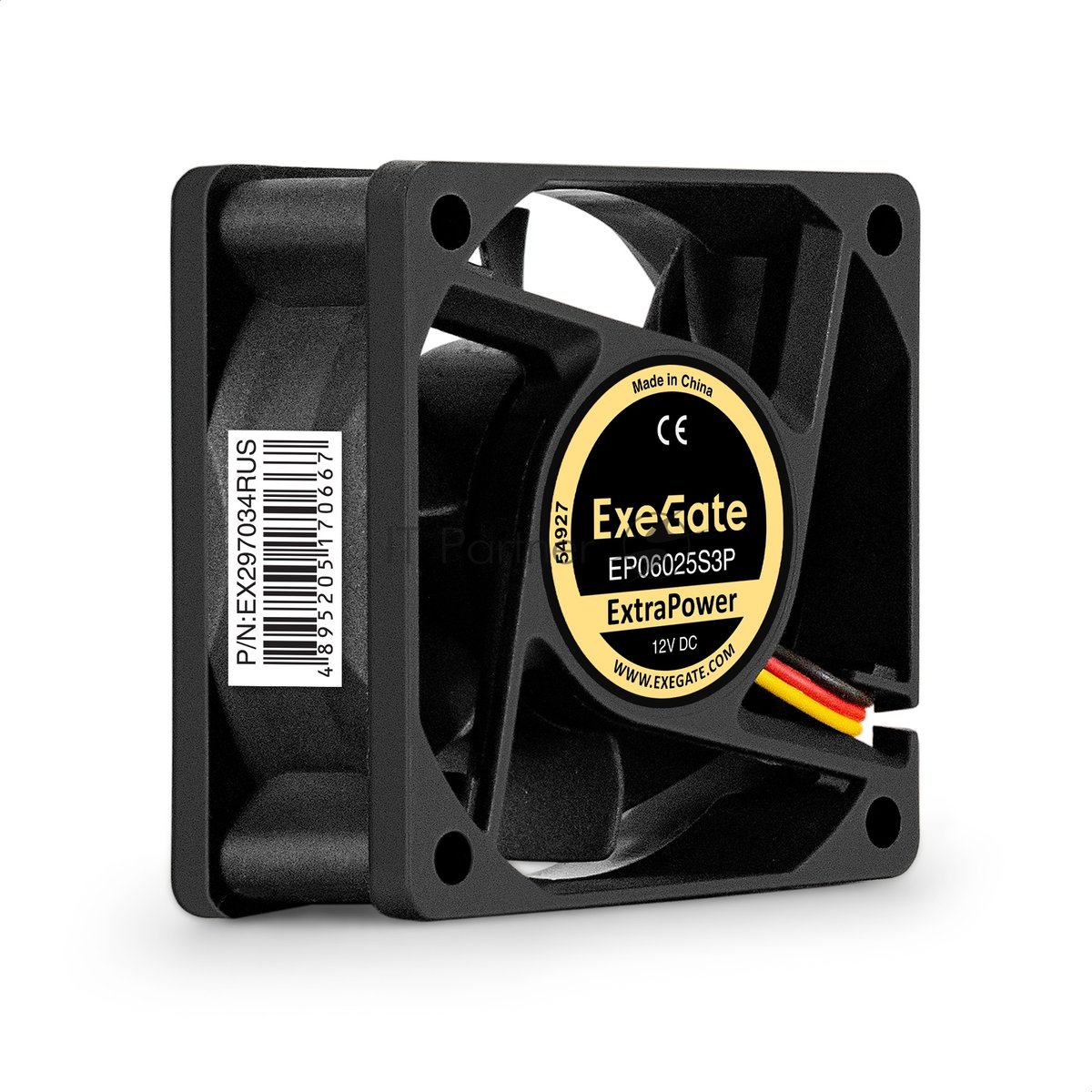 Exegate EX297034RUS Вентилятор 12В DC ExeGate ExtraPower EP06025S3P (60x60x25 мм, Sleeve bearing (подшипник скольжения), 3pin, 4500RPM, 31dBA)
