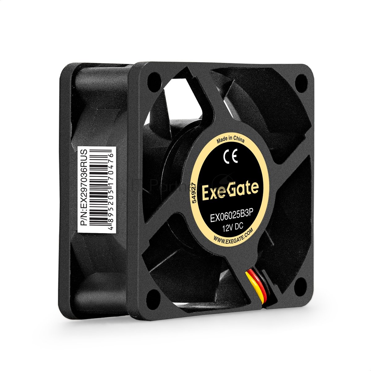 Exegate EX297036RUS Вентилятор 12В DC ExeGate EX06025B3P (60x60x25 мм, 2-Ball (двойной шарикоподшипник), 3pin, 3500RPM, 25dBA)
