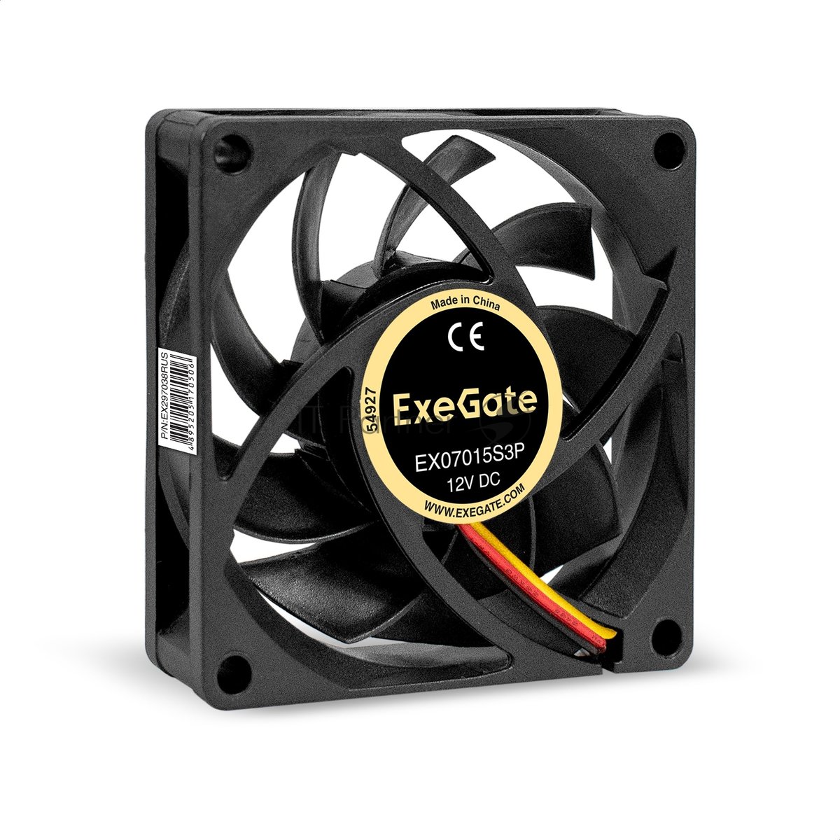 Exegate EX297038RUS Вентилятор 12В DC ExeGate EX07015S3P (70x70x15 мм, Sleeve bearing (подшипник скольжения), 3pin, 3000RPM, 27dBA)