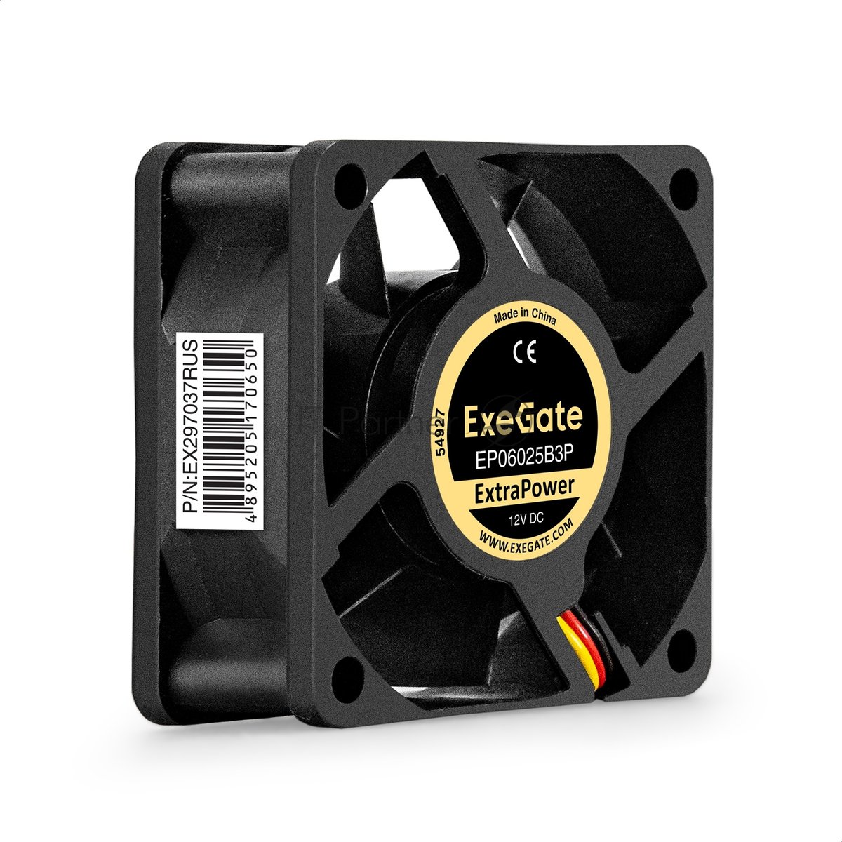 Exegate EX297037RUS Вентилятор 12В DC ExeGate ExtraPower EP06025B3P (60x60x25 мм, 2-Ball (двойной шарикоподшипник), 3pin, 4500RPM, 31dBA)