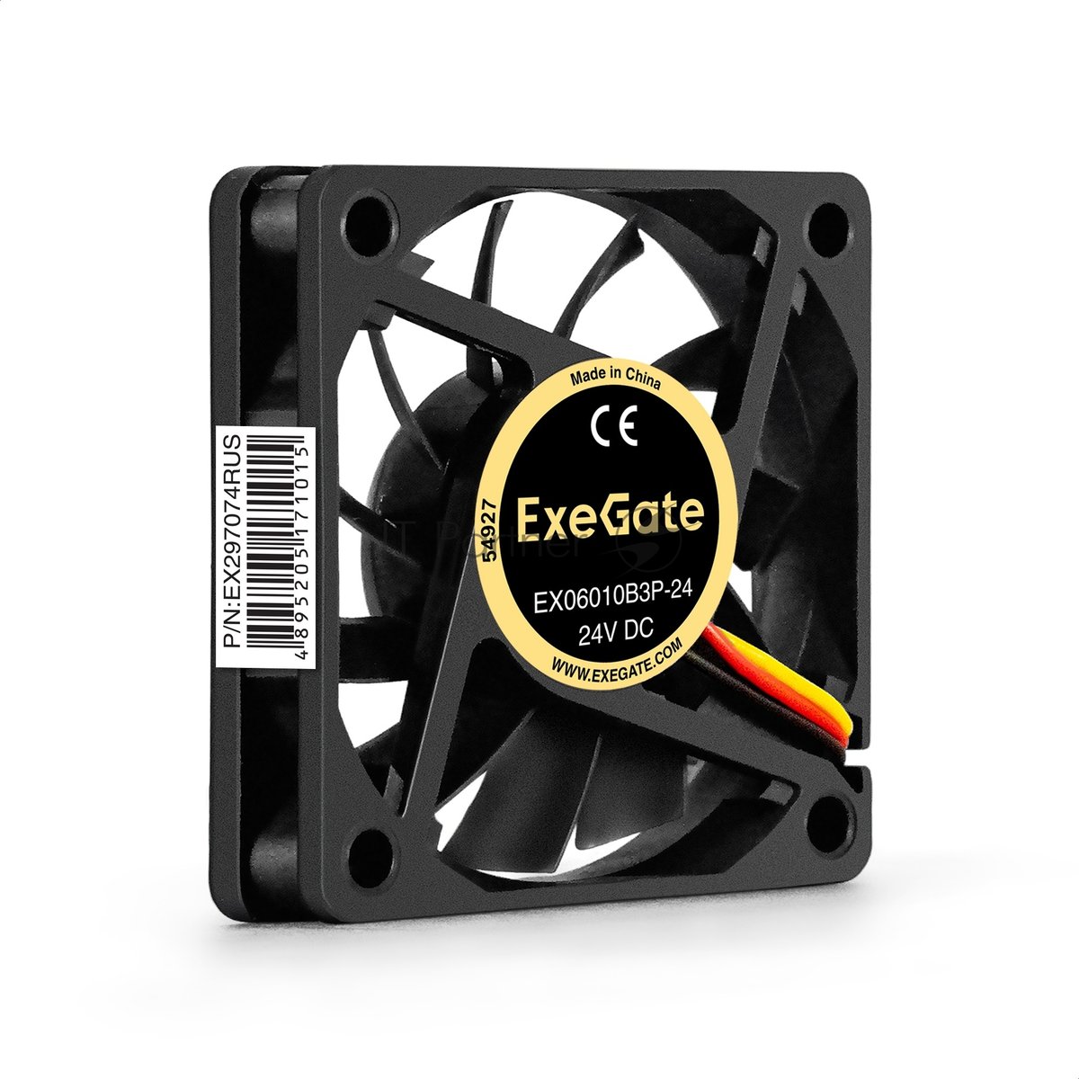 Exegate EX297074RUS Вентилятор 24В DC ExeGate EX06010B3P-24 (60x60x10 мм, 2-Ball (двойной шарикоподшипник), 3pin, 3200RMP, 24,1dBA)