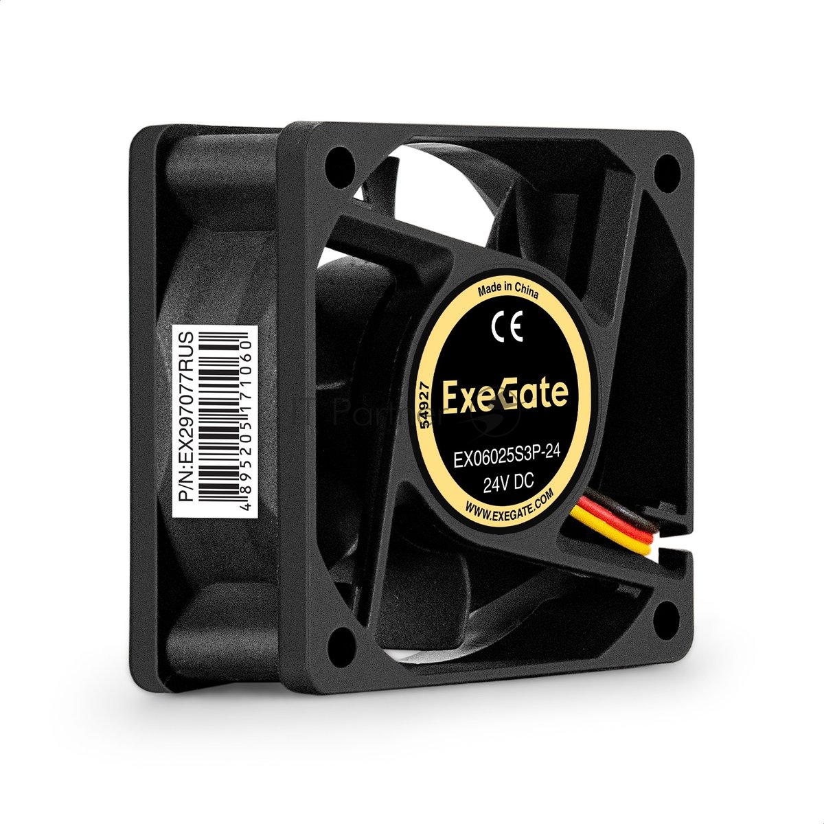 Exegate EX297077RUS Вентилятор 24В DC ExeGate EX06025S3P-24 (60x60x25 мм, Sleeve bearing (подшипник скольжения), 3pin, 5000RMP, 34,5dBA)