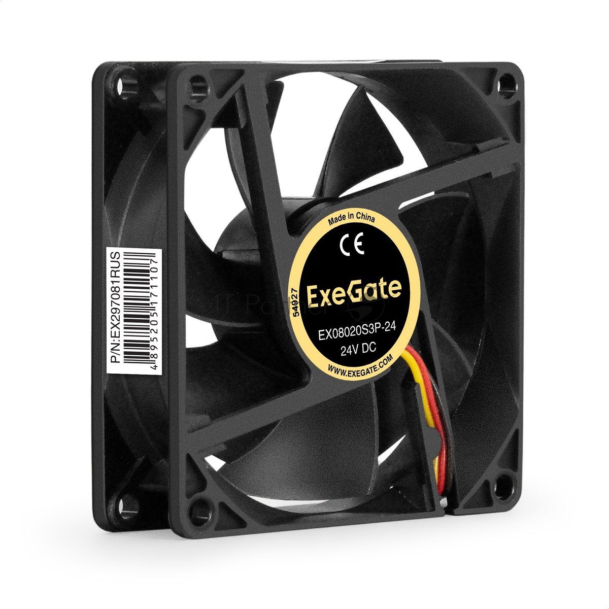 Exegate EX297081RUS Вентилятор 24В DC ExeGate EX08020S3P-24 (80x80x20 мм, Sleeve bearing (подшипник скольжения), 3pin, 3900RMP, 41,2dBA)
