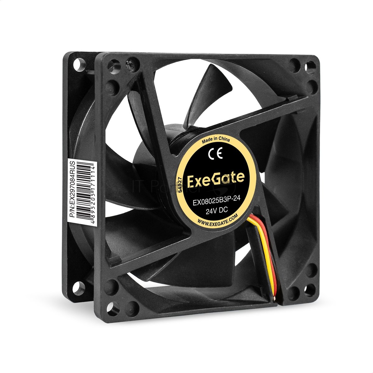 Exegate EX297084RUS Вентилятор 24В DC ExeGate EX08025B3P-24 (80x80x25 мм, 2-Ball (двойной шарикоподшипник), 3pin, 2900RMP, 30,6dBA)
