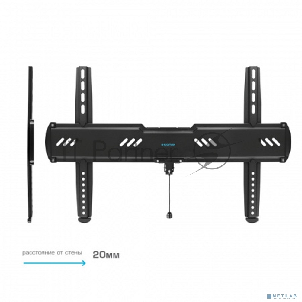 Кронштейн для телевизора Kromax Ultra Slim-100, 32"-90", макс. 55кг, настенный, фиксированный черный