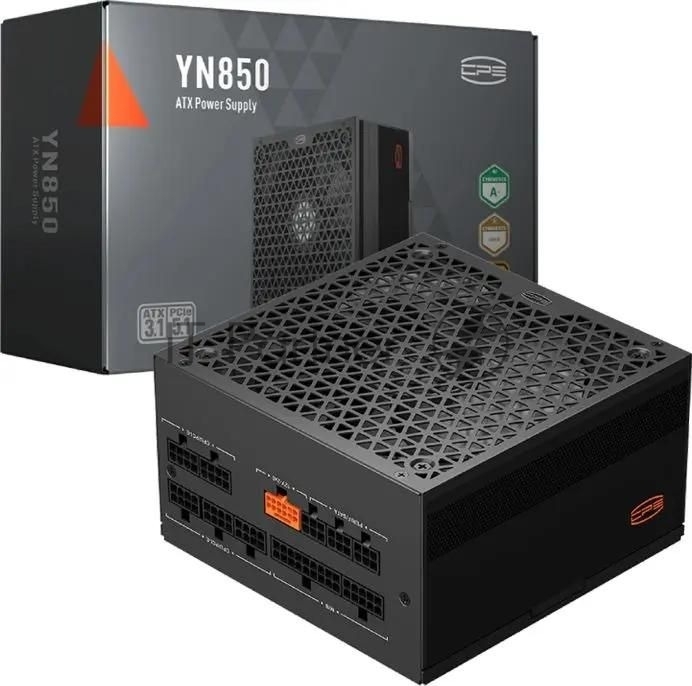 Блок питания PCCOOLER, 850W 80+ Gold (ATX, 3.1, PCIe 5.1 600W, Full modular, 1x24(20+4)pin 550мм, 2xCPU 8(4+4)pin 650мм, 3xPCIe 8(6+2)pin 500мм, 1x12V(2x6) 12+4pin 650мм, 3xSATA*3+MOLEX4pin*1 450+120+120+120мм, Active, 135x135mm, 150x150x86mm, APFC, OVP, UVP, OCP, SCP, OTP, OPP, SPD)