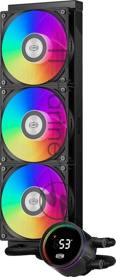 Система охлаждения PCCooler DA360 Pro ARGb Digital BK (300W, 360мм, LED temp., Black, ARGb/Fans: 3x120мм, 75.8CFM, 33.7dBA, 2200RPM/Pump height 57мм, 28dBA, 3000RPM, Rad thickness 27мм/S: 1851, 1700, 1200, 20XX, 115X, AM5, AM4)