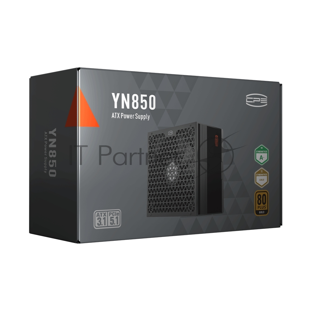 Блок питания PCCOOLER, 850W 80+ Gold (ATX, 3.1, PCIe 5.1 600W, Full modular, 1x24(20+4)pin 550мм, 2xCPU 8(4+4)pin 650мм, 3xPCIe 8(6+2)pin 500мм, 1x12V(2x6) 12+4pin 650мм, 3xSATA*3+MOLEX4pin*1 450+120+120+120мм, Active, 135x135mm, 150x150x86mm, APFC, OVP, UVP, OCP, SCP, OTP, OPP, SPD)
