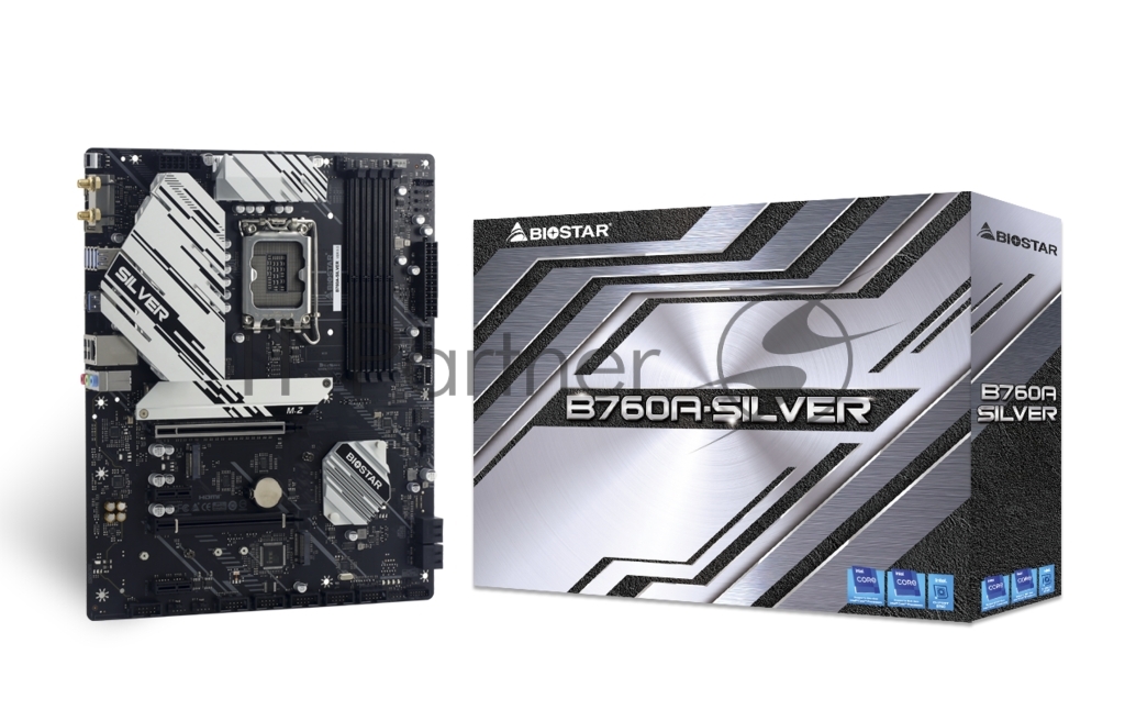 Материнская плата Biostar B760A-SILVER, LGA 1700, Intel B760, 4xDDR5, 4xSATA, 3xM.2, 1xPCIe 5.0 x16, 1xPCIe 4.0 x4, 2xPCIe x1, 1xHDMI, 1xDP, 1x 2.5Gb LAN, 5xUSB-A 3.2 Gen 2, 2xUSB-A 2.0, 1xUSB-C 3.2 Gen 2, 3x3.5 мм, 7.1, ATX