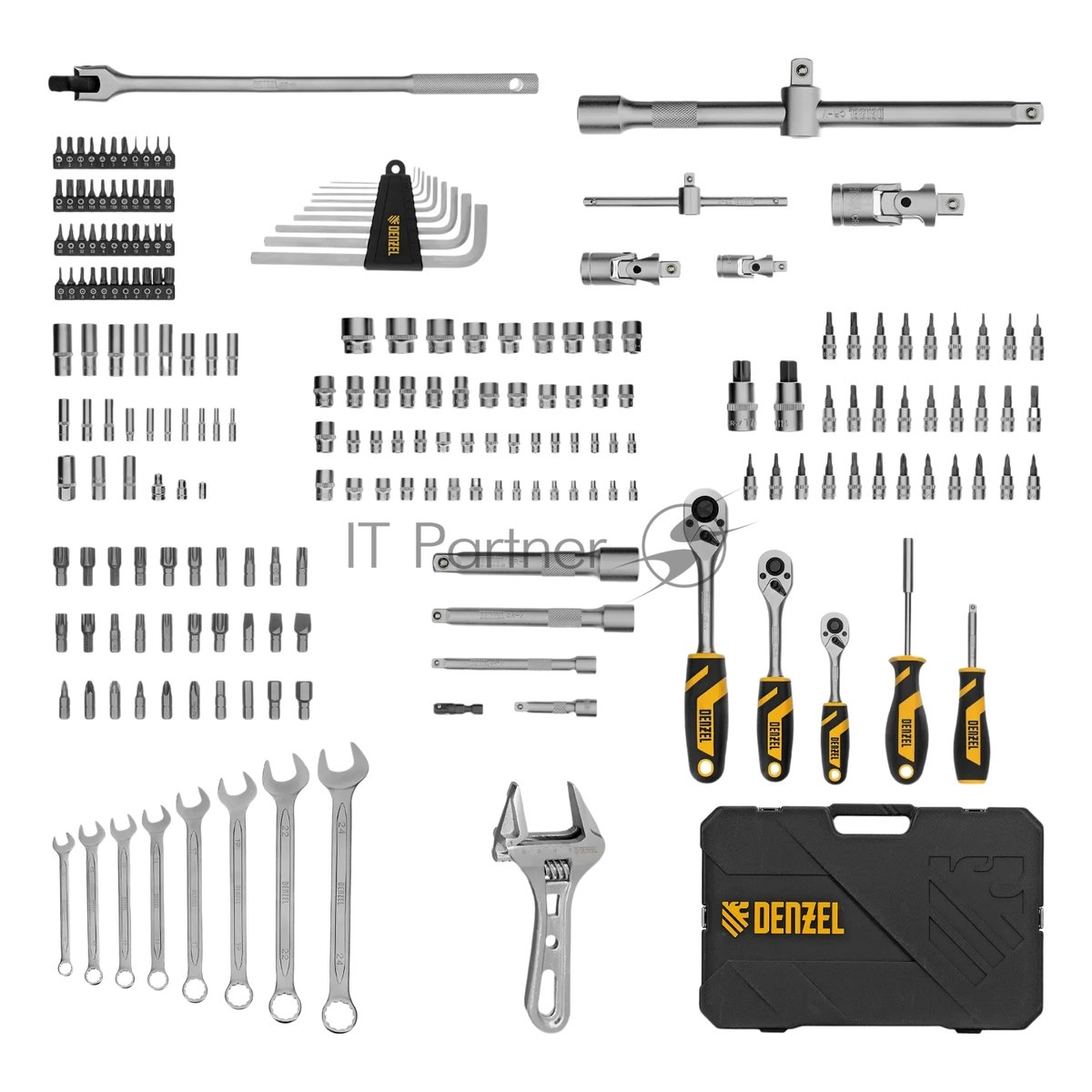 Набор инструментов Denzel 1/2", 1/4", 3/8", CrV, S2, пластиковый кейс, 216 предметов