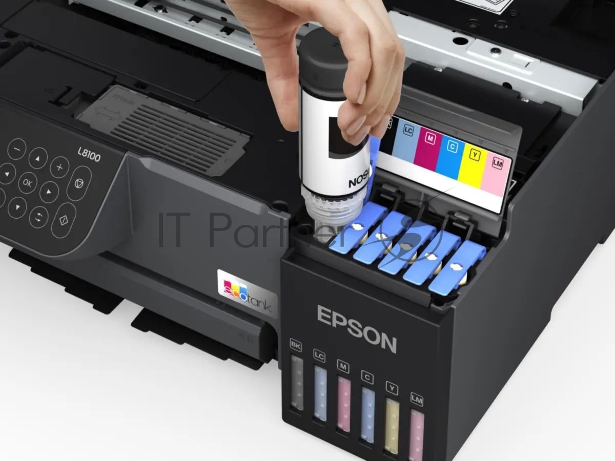 МФУ струйное Epson EcoTank L8100 (C11CK94***), A4, цветной, печ. до 8 стр/мин., 5760 x 1440 dpi (печ.), 1200x4800dpi (скан.), USB, Wi-Fi
