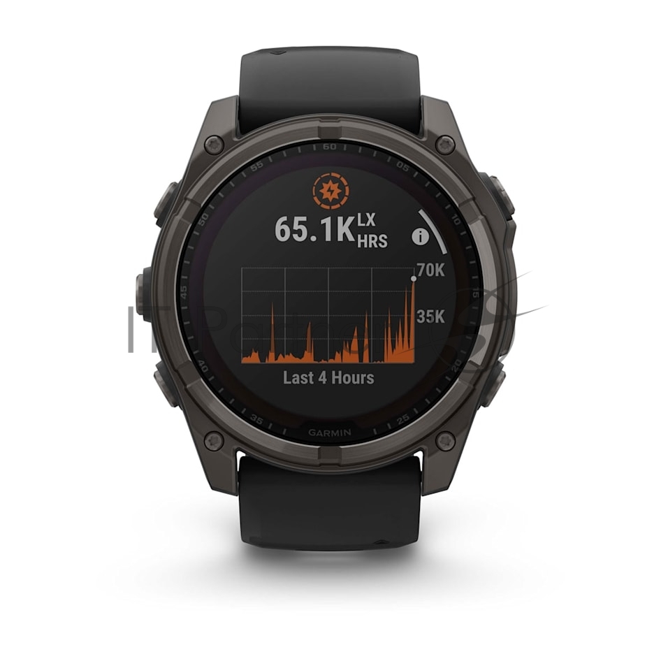 Умные часы Garmin Fenix 8 Solar Sapphire, 1.6" AMOLED, Wi-Fi, Bluetooth, NFC, 100м, титановый угольно-серый / черный