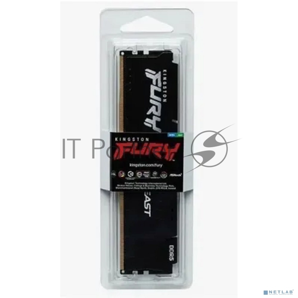 Оперативная память Kingston Fury Beast, DDR5, 32GB (1x32GB), 6000MHz, CL30, DIMM, с радиатором, черный