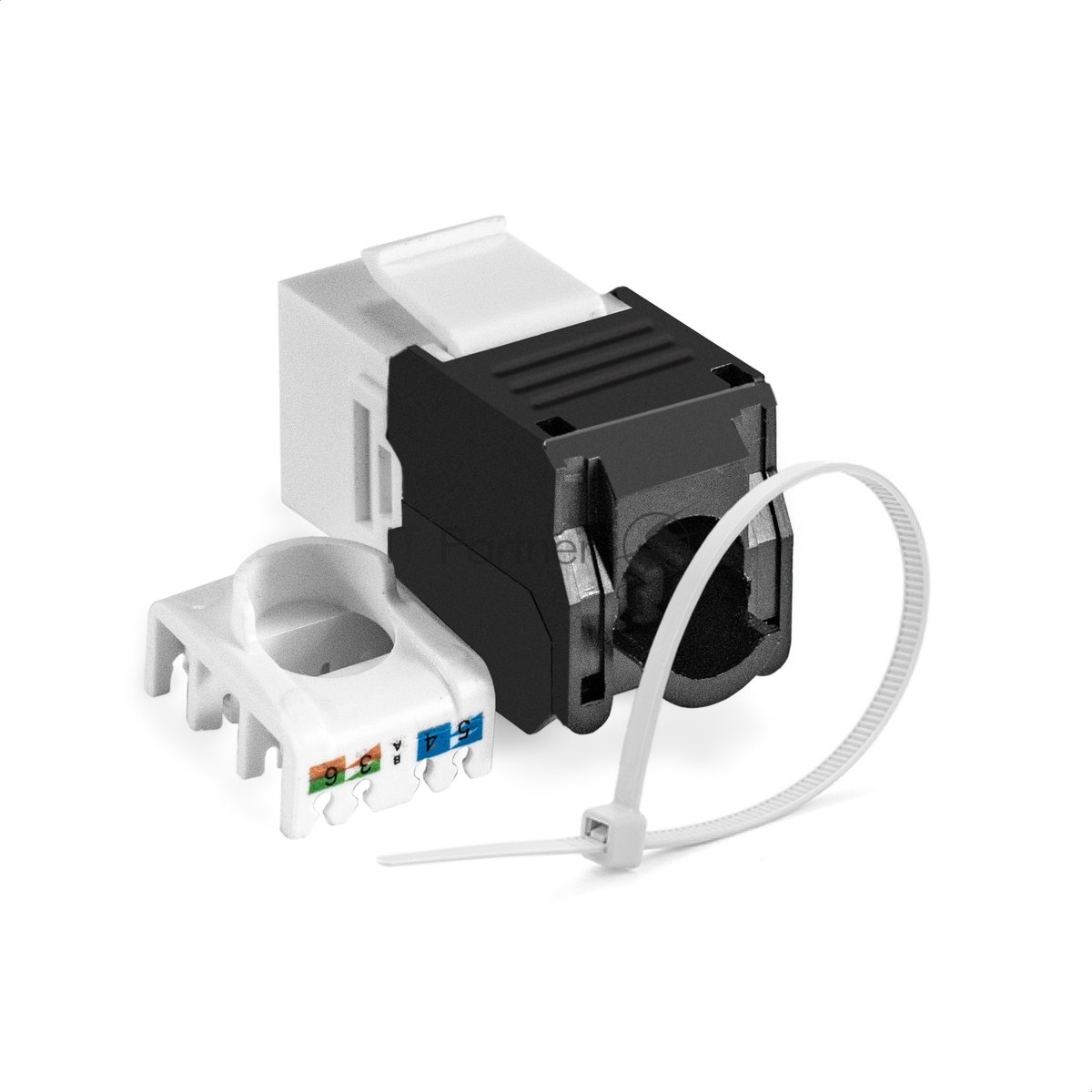 Exegate EX297342RUS Модуль-вставка Keystone Jack RJ-45 ExeGate KJ-8P8C-U-C6-180-TL (Кат.6, неэкранированная, 180 градусов, IDC Toolless (без инструмента))