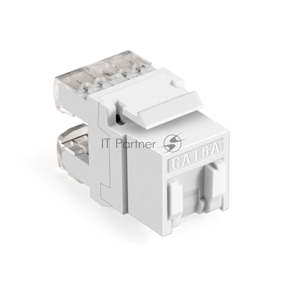 Exegate EX297264RUS Модуль-вставка Keystone Jack RJ-45 ExeGate KJ-8P8C-U-C6A-180SH-Dual (Кат.6A, неэкранированная, 180 градусов, со шторками, IDC Krone/110)