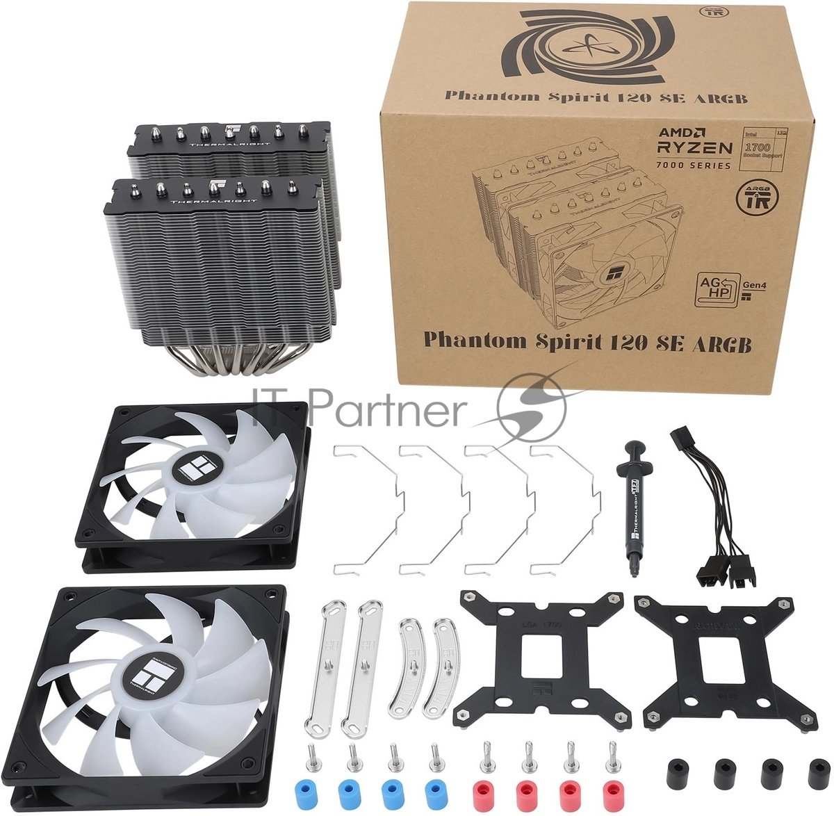 Кулер Thermalright Phantom Spirit 120 SE ARGb Soc-AM5/AM4/1151/1200/1700 черный 4-pin 25.6dB Al+Cu 765gr Ret (PS120-SE-ARGb)