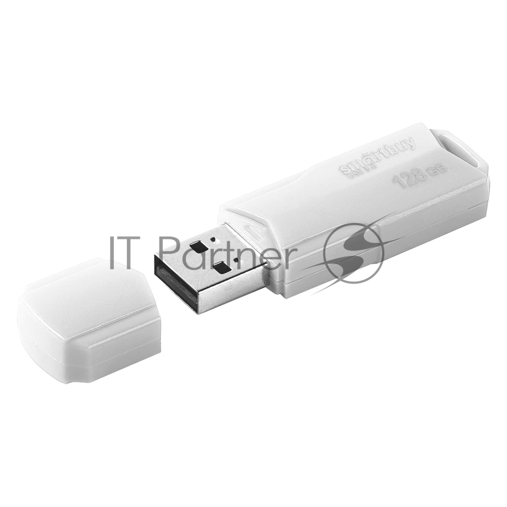 Флешка USB Smartbuy CLUE white (SB128GBCLU-W3), 128Gb, USB 3.1, R/W 40/25, белый