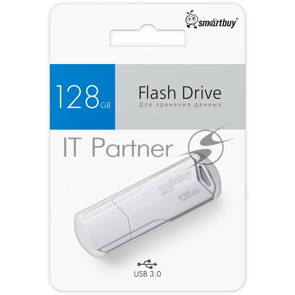 Флешка USB Smartbuy CLUE white (SB128GBCLU-W3), 128Gb, USB 3.1, R/W 40/25, белый