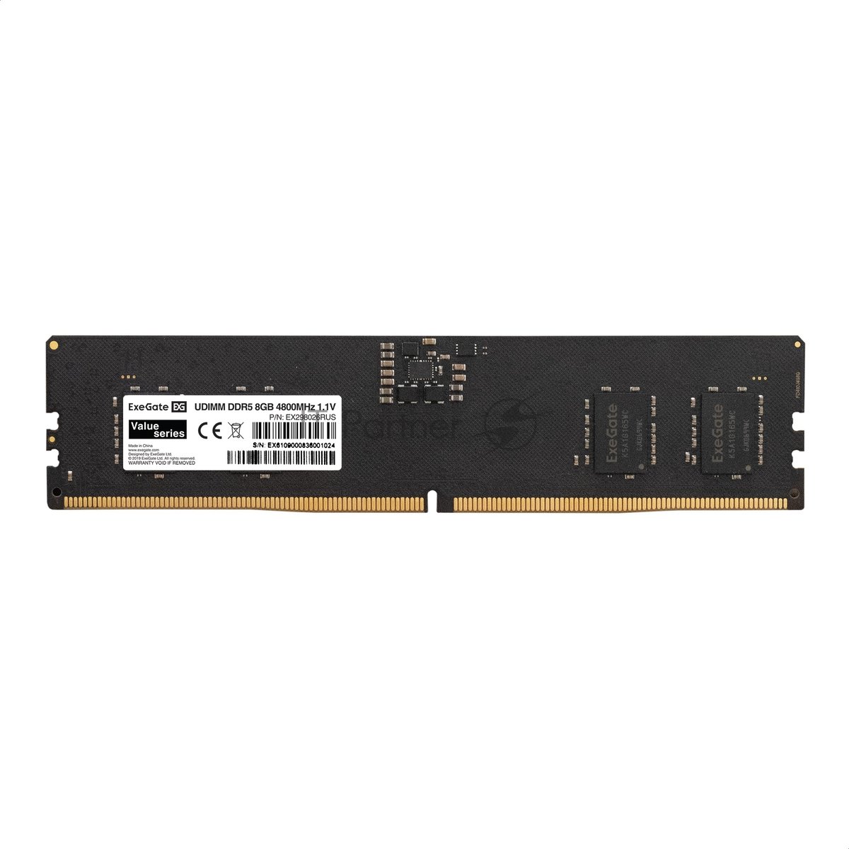 Оперативная память для компьютера 8Gb (1x8Gb) PC5-38400 4800MHz DDR5 DIMM Unbuffered CL40 Exegate EX298026RUS