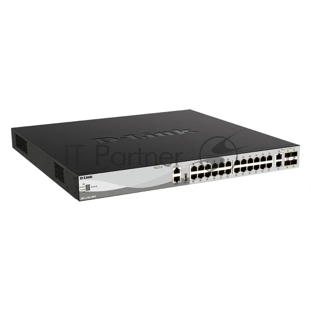 Коммутатор D-Link DGS-3130-30PS/B2A, 24×1 Гбит/с + 2×10 Гбит/с Base-T + 4×10 Гбит/с SFP+, управляемый