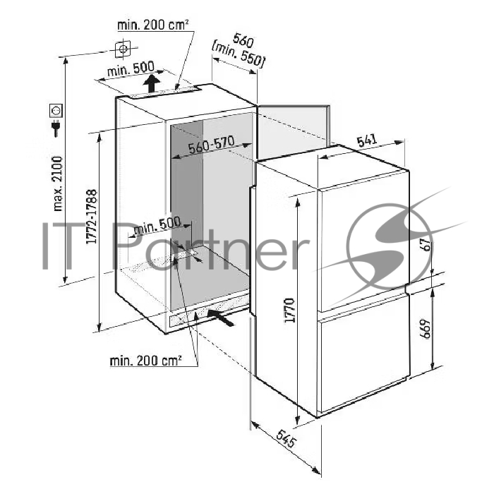 Встраиваемый холодильник Liebherr ICf 5103-22 001 белый двухкамерный 182/80л