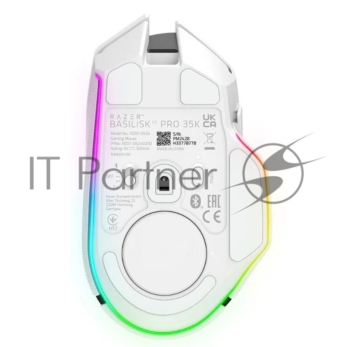 Мышь беспроводная/проводная Razer Basilisk V3 Pro 35K белый, 35000 dpi, радиоканал, Bluetooth, USB, кнопки - 11