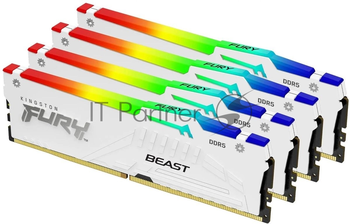 Оперативная память 128GB DDR5 5200MHz Kingston Fury Beast White RGB (KF552C40BWAK4-128) (4x32GB KIT)