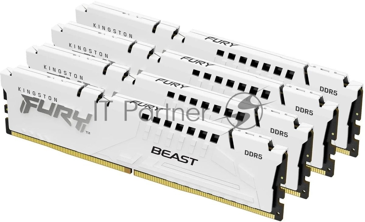 <117789> Модуль памяти DDR5 128Gb 5200MHz Kingston Fury Beast White XMP CL40 (Kit of 4) [KF552C40BWK4-128]