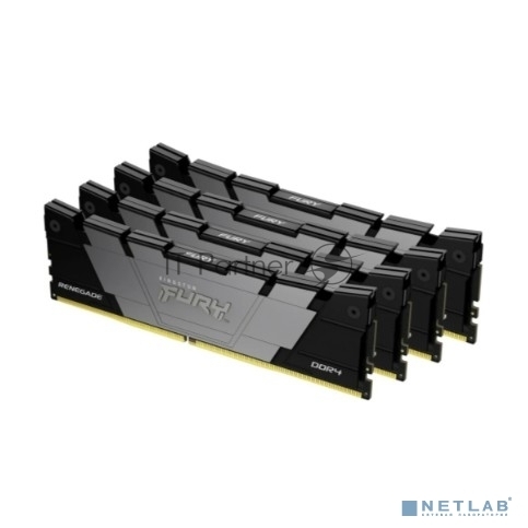 Оперативная память Kingston Fury Renegade, 64Gb (4x16GB), DDR4, 3600MHz, CL16, DIMM, с радиаторами, серый/черный
