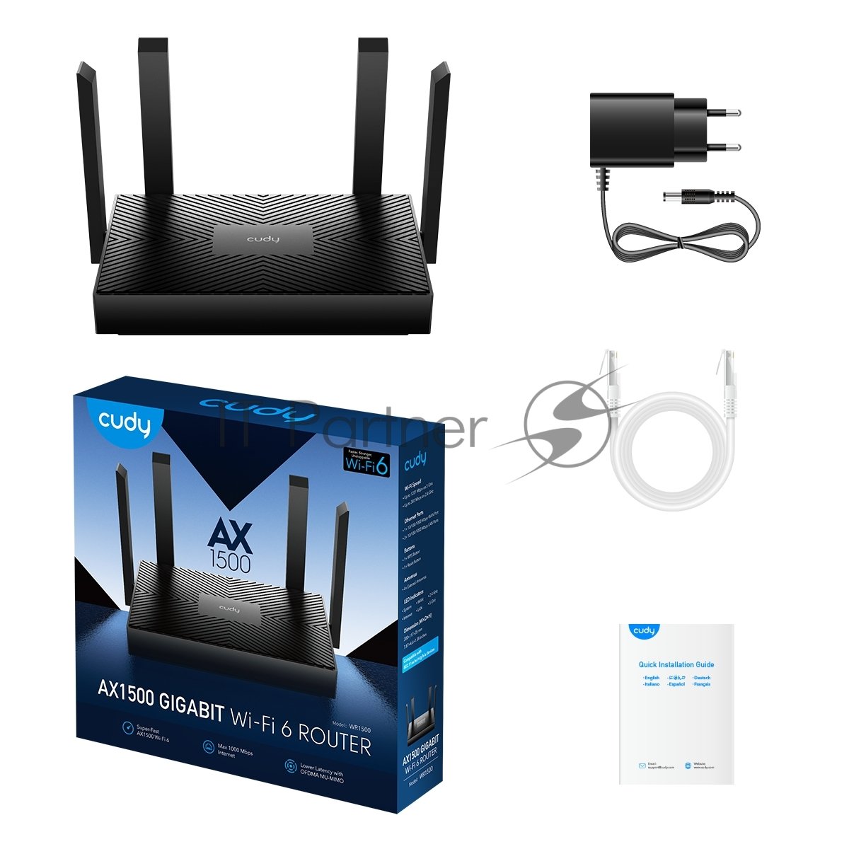 Роутер беспроводной Cudy WR1500 AX1500 10/100/1000 черный