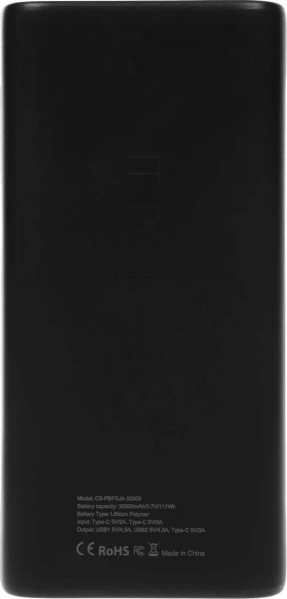 Портативный аккумулятор Cactus CS-PBFSJA-30000 30000mAh 4.5A 2xUSB-A/USB-C черный
