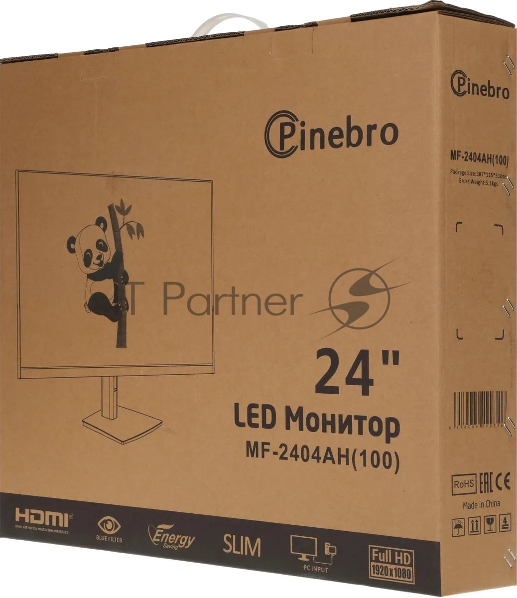 Монитор 23.8" PINEBRO MF-2404AH(100) IPS 1920x1080, 100 Гц, 4 мс, 16:9, 300 кд/м², 1xHDMI, 1xVGA, черный