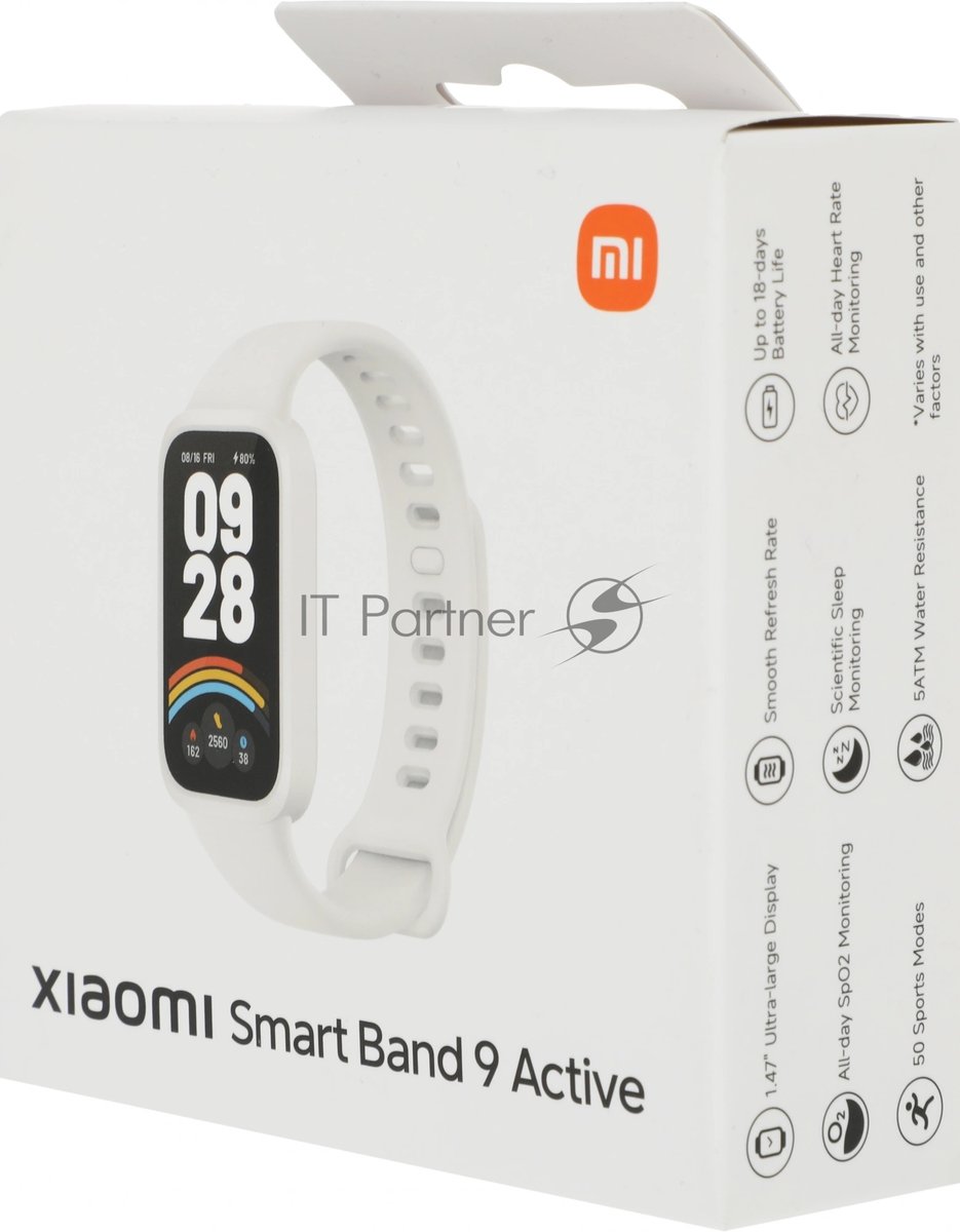 Фитнес-браслет Xiaomi Smart Band 9 Active M2435B1, 1.47" TFT, Bluetooth, WR50, бежевый / белый