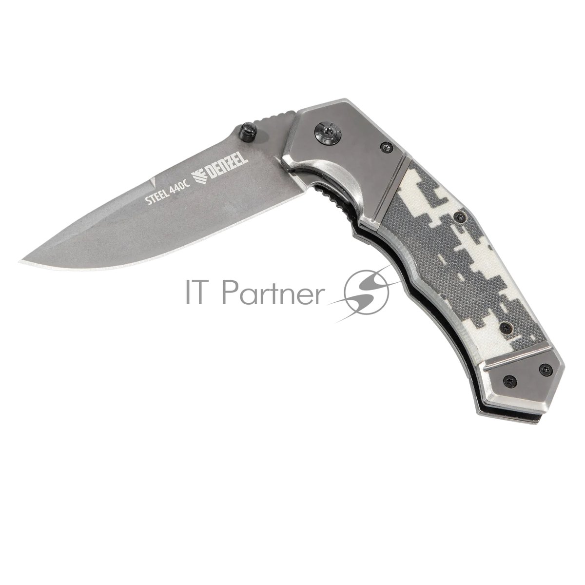Denzel 79209 Нож складной Denzel, многоцелевой, системы Liner-Lock, с накладкой G10 на  эргономичной рукоятке 79209