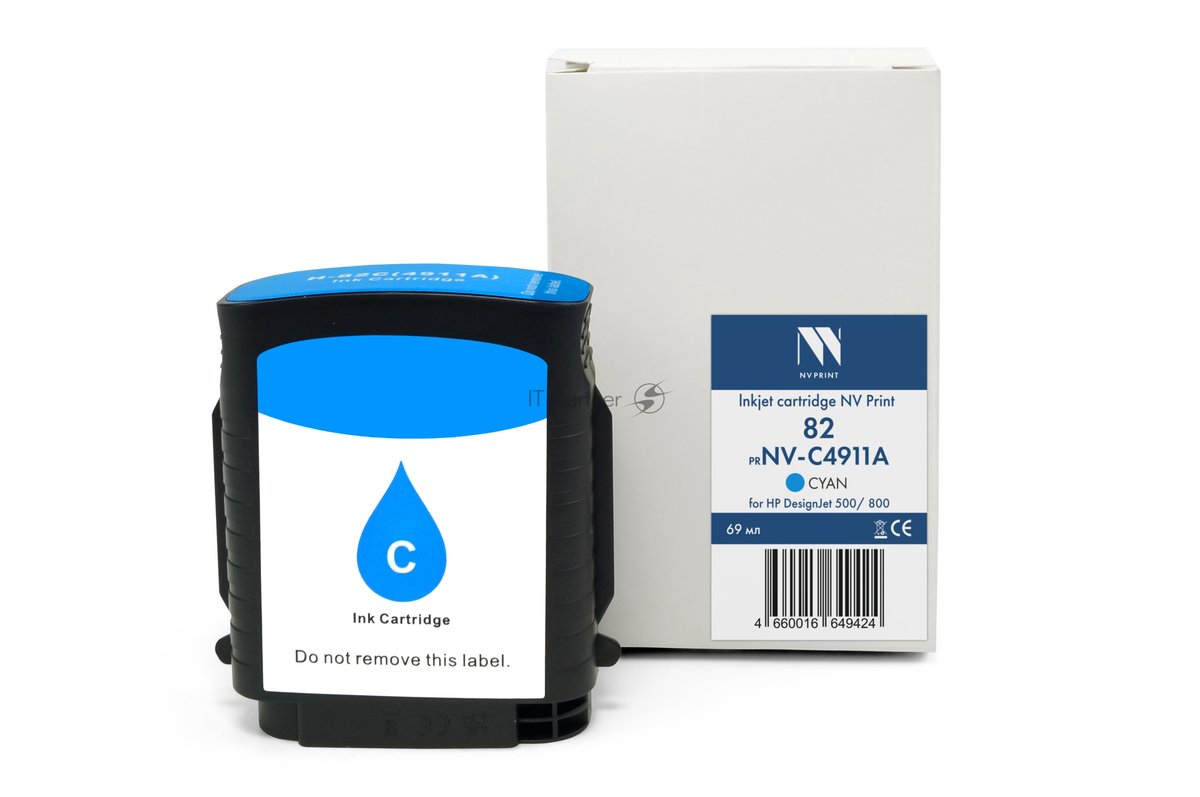 -/ Струйный картридж NV Print 82 (NV- C4911A) Cyan для HP DesignJet 500/800 (69 мл) совместимый