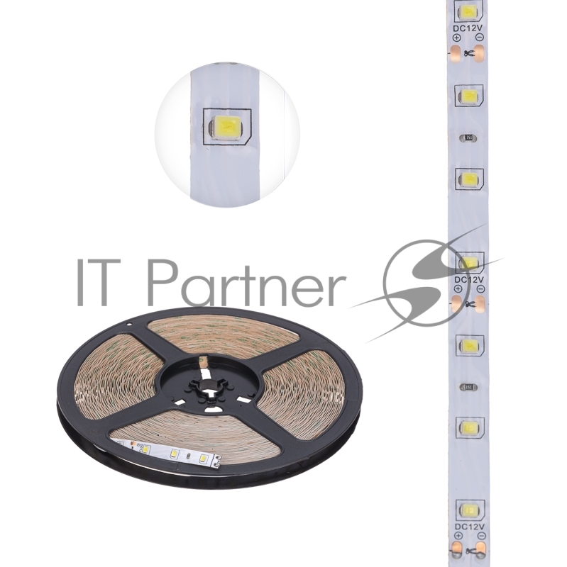Лента светодиодная 12В, SMD2835, 4,8Вт/м, 60 LED/м, 6500К, 8мм, 20м, для БП с клеммами, IP20 LAMPER
