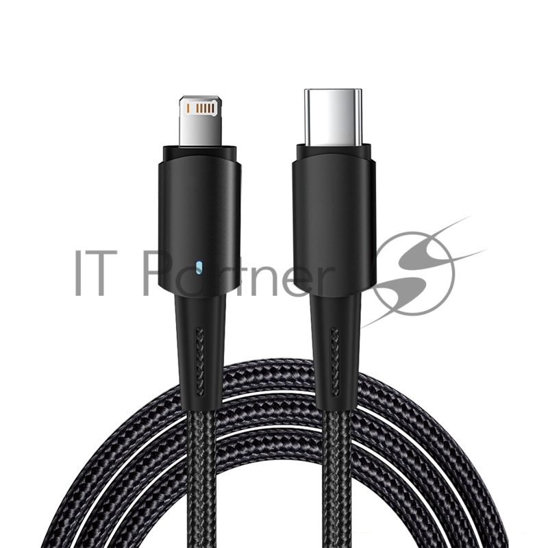 Rexant (18-7069) Кабель Type-C – Lightning для Apple, 3А, 1м, в черной нейлоновой оплетке, со световой индикацией