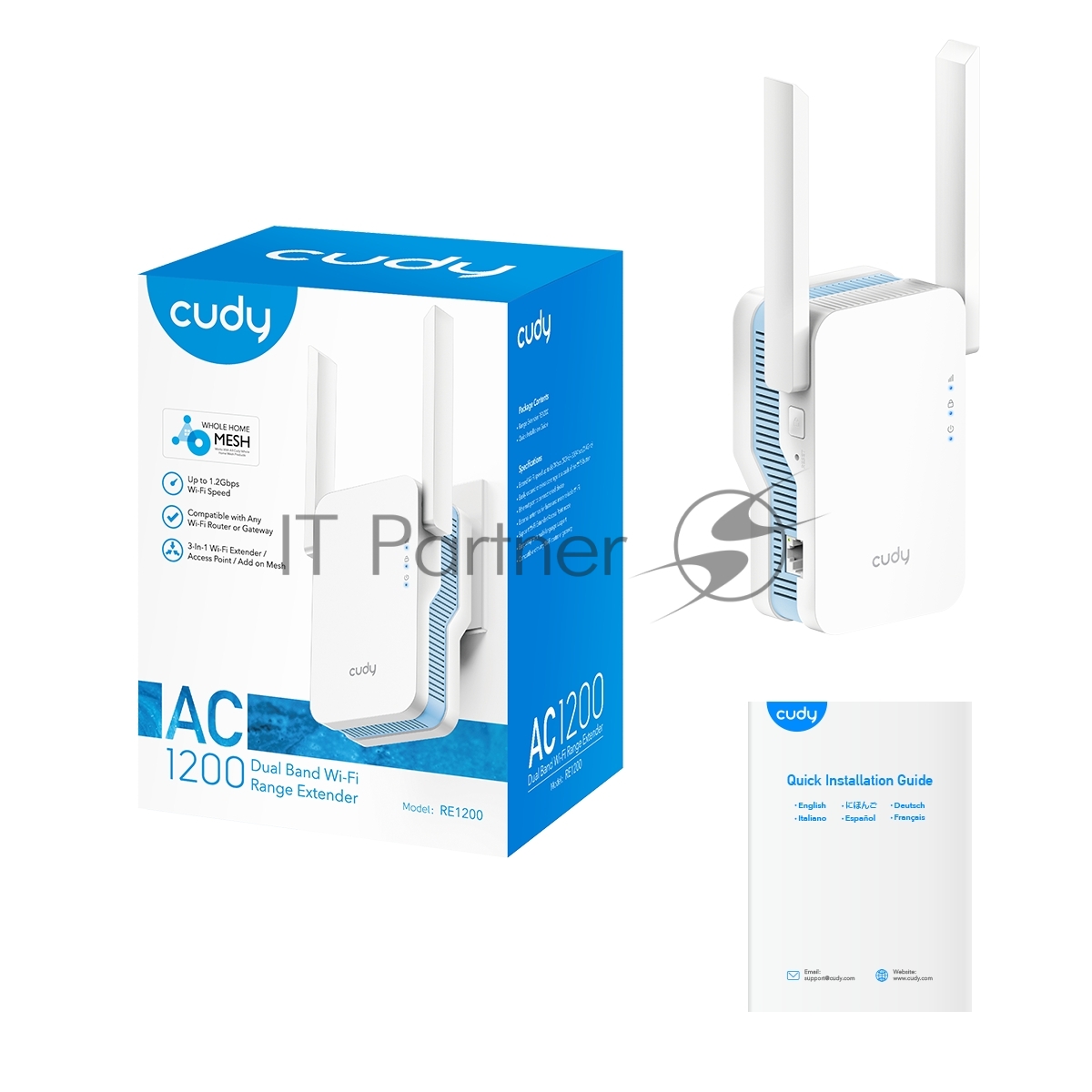 Повторитель беспроводного сигнала Cudy RE1200 AC1200 10/100BASE-TX/Wi-Fi белый