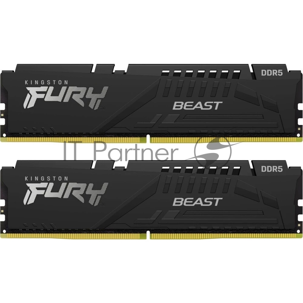 Оперативная память Kingston Fury Beast, DDR5, 32Gb (2x16Gb), 6400MHz, CL32, DIMM, с радиатором, черный