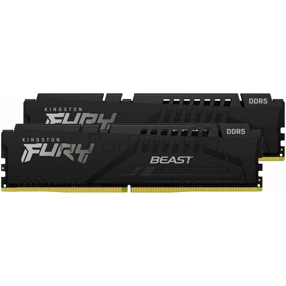 Оперативная память Kingston Fury Beast, DDR5, 32Gb (2x16Gb), 6400MHz, CL32, DIMM, с радиатором, черный