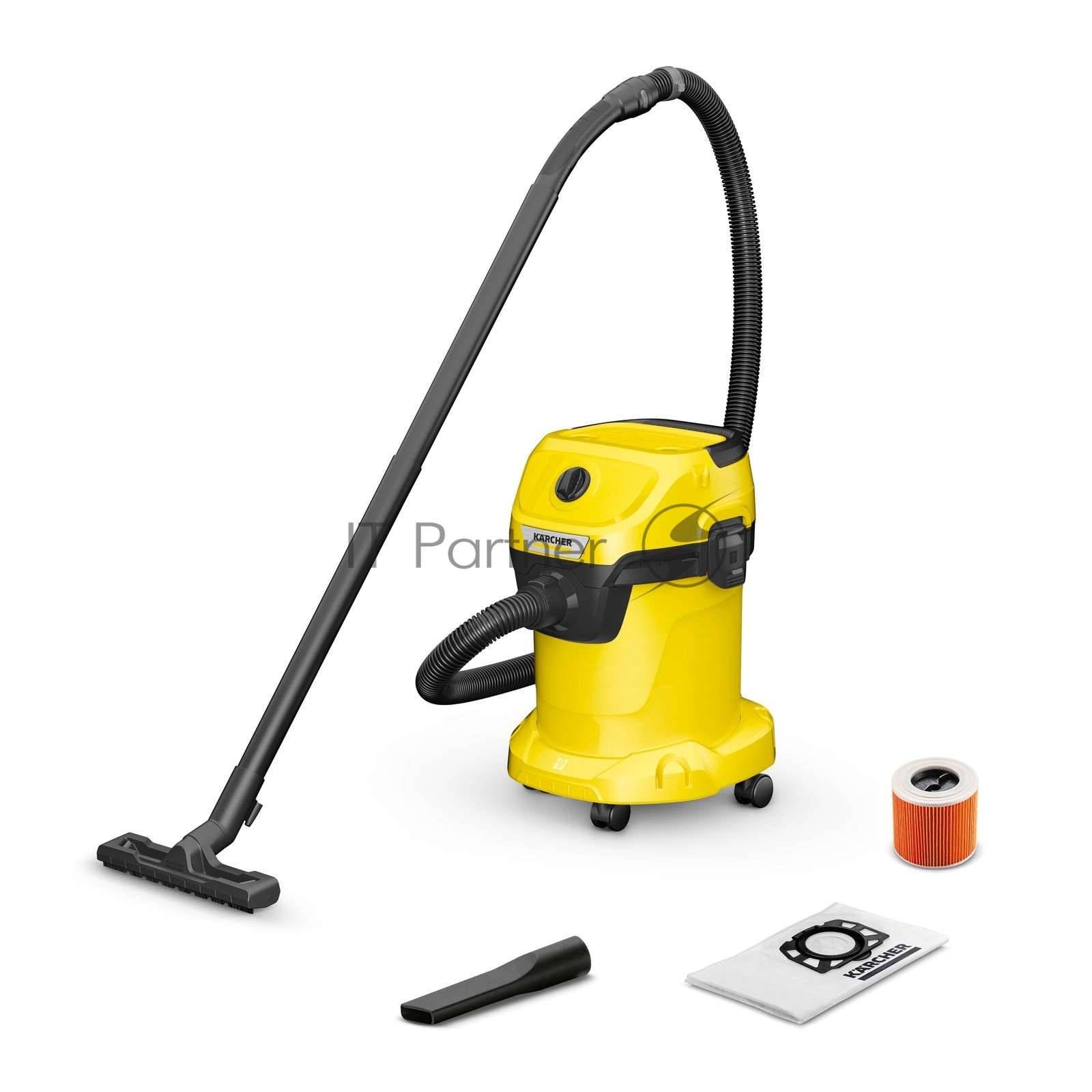 Строительный пылесос Karcher WD 3 V-17/4/20 *EU (1.628-127.0) желтый, 1000 Вт, уборка сухая/сбор воды/выдув, пылесборник мешок/контейнер, 17 л