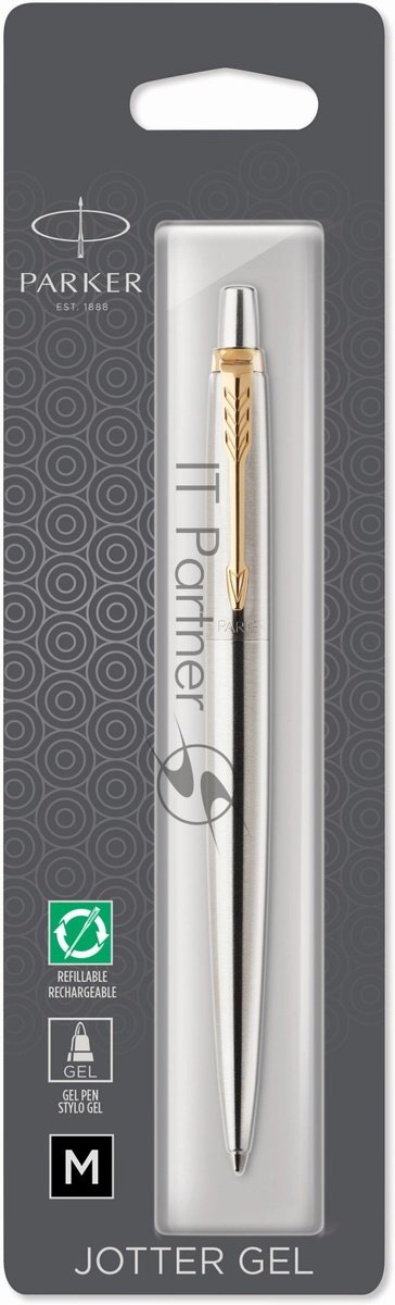 Ручка гелевая Parker Jotter Core K694 (2020672) Stainless Steel GT M, черные чернила, блистер