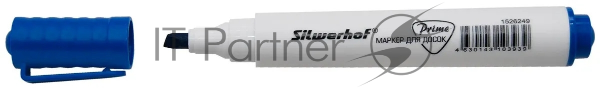 Маркер для досок Silwerhof Prime+, скошенный пишущий наконечник, 2-5мм, синий, коробка
