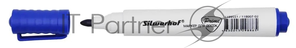 Маркер для досок Silwerhof Prime, пулевидный пишущий наконечник, 1-3мм, синий, коробка