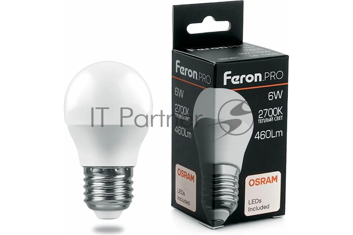 Лампа светодиодная Feron PRO LB-1406 6Вт Е27 теплый матовый шар
