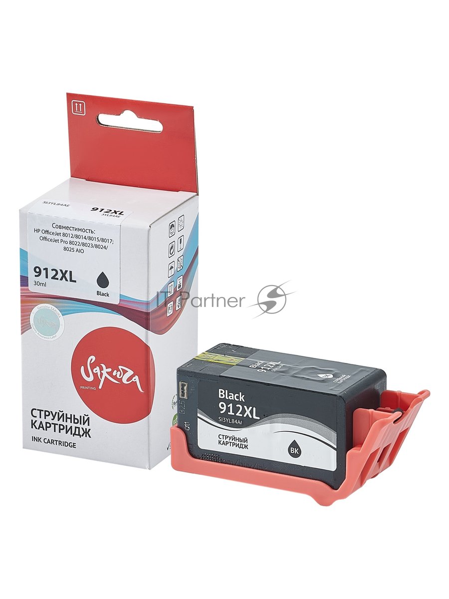 Картридж струйный Sakura 3YL84AE (№912XL Black) для HP, черный, 30 мл., 825 к.