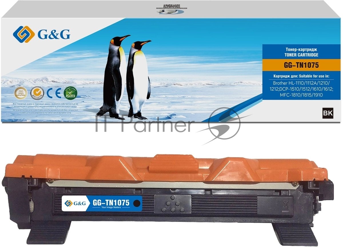 Картридж лазерный G&G, аналог Brother TN-1075 1k